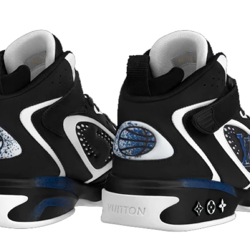 Louis Vuitton Black and White Sneakers with Blue Accents - Picture 3 of 4